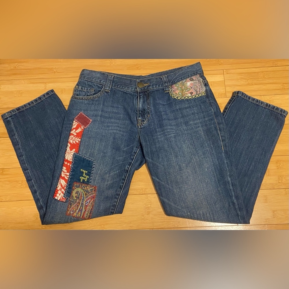 CAbi Artisan Patchwork Women’s Jeans Size 4 Ankle/Crop Length - Picture 2 of 14